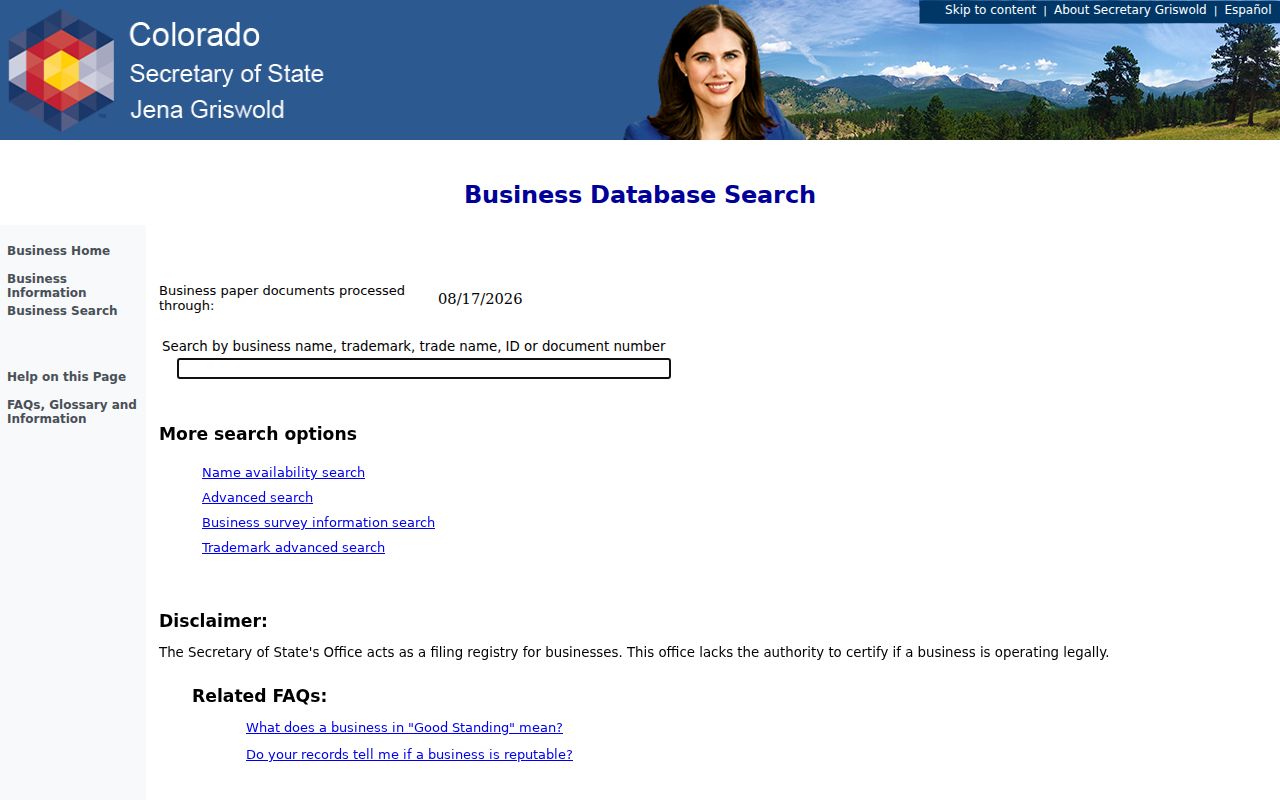 Longmont residents directory Colorado Secretary of State business search