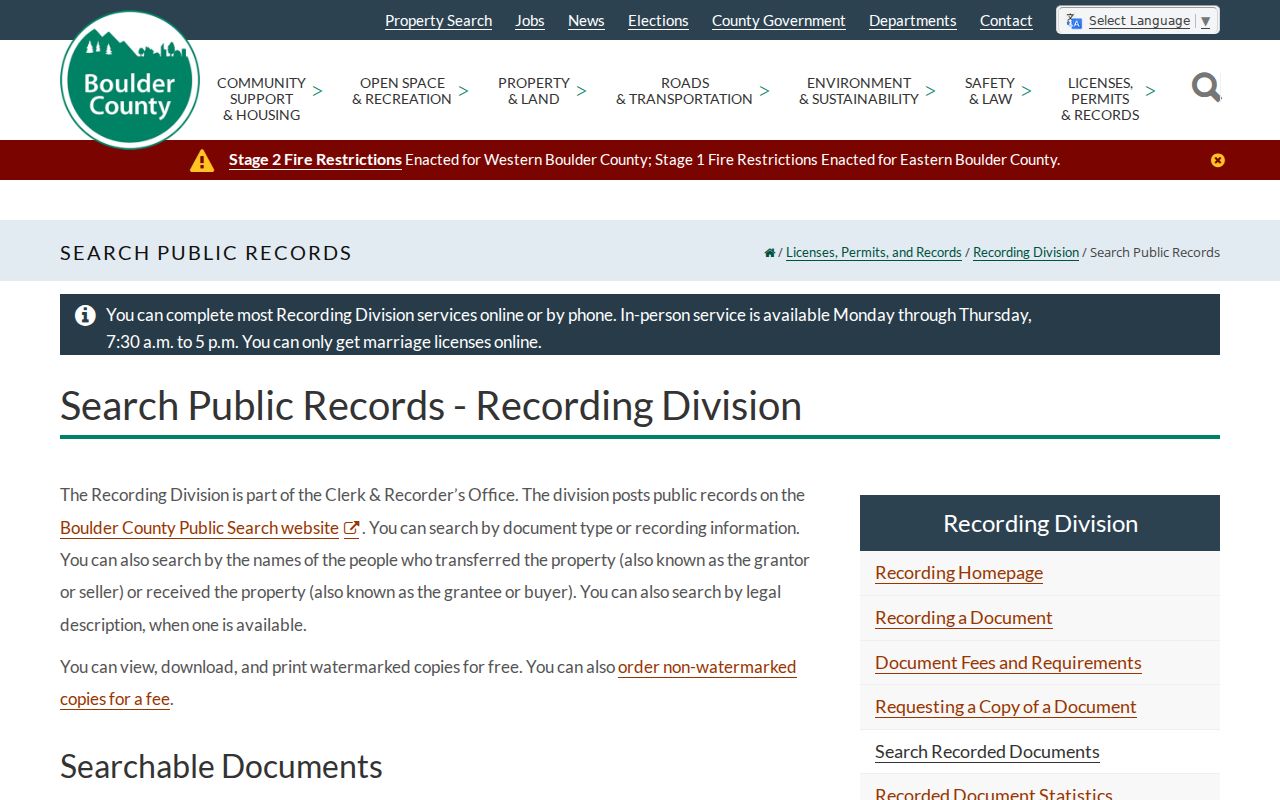Longmont street directory Boulder recorded document search